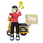 Confused deliveryman  3D Illustration