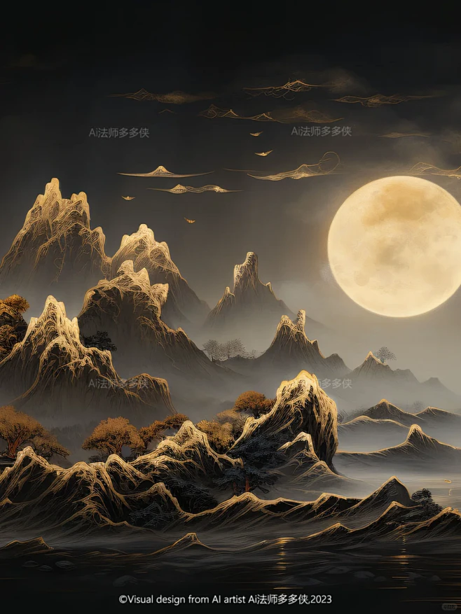 东方美学-鎏金山水|国风山水风景背景图 - 小红书-花瓣网