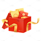 几何立体金币红包礼物盒元素