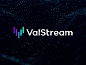 ValStream procurement analytics SaaS logo design: V data stream ai analytics artificial intelligence aviation best buying decisions daas data efficiency performance feed graph graphic chart letter mark monogram logo logo design most advanced platform proc