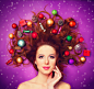 用圣诞物品装饰头发的美女45178_名星模特_人物类_图库壁纸_联盟素材