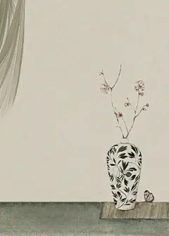 工笔画展板海报背景设计