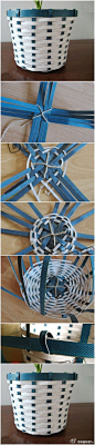 废弃打包带制作返古风格花盆的DIY编织方法