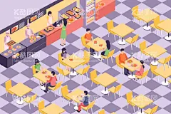 校园食堂  - 源文件下载【酷图网】校园,食堂,饭堂,午饭,吃饭,矢量,插画