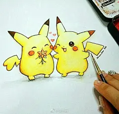 一组超萌皮卡丘小插画，太可爱了（作者见签名） ​​​​