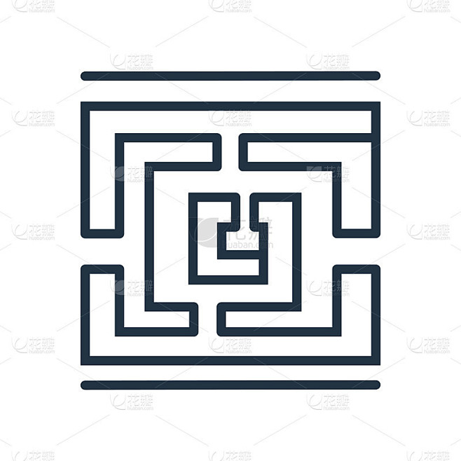 迷宫图标矢量隔离在白色背景，迷宫标志