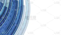 技术抽象的蓝色背景与透明全息图和形状。