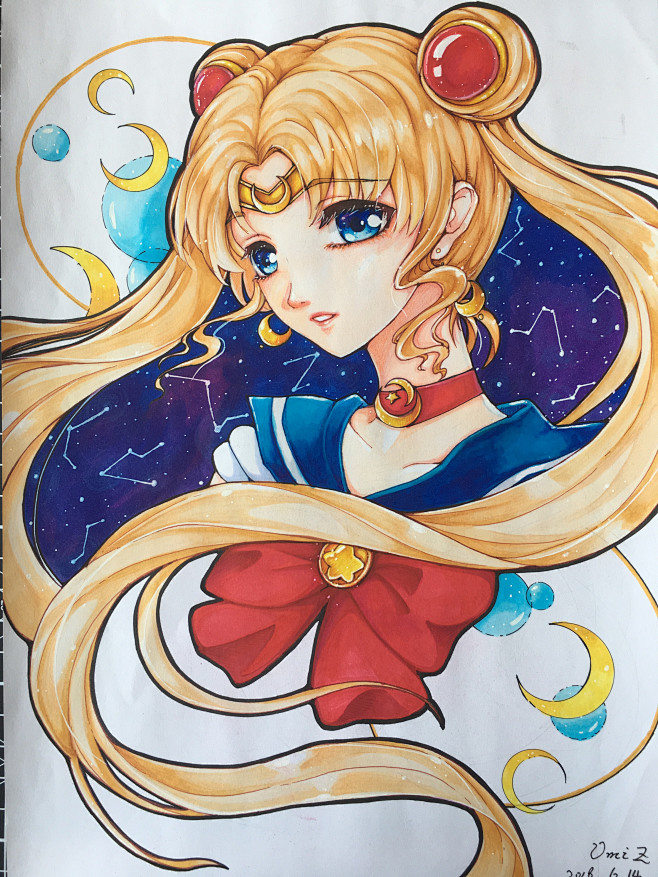 马克笔手绘美少女战士同人水冰月omiz