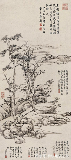 雪小石采集到国画---松树、树