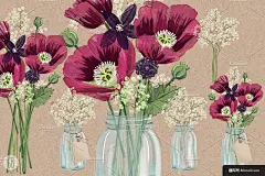 手绘罂粟花元素素材 水彩罂粟花元素插画素材 罂粟花素材 手绘水彩罂粟花元素 罂粟花插画素材 水彩/水粉传统绘画插画绘画