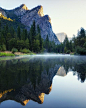 First light on Three Brothers, Yosemite National Park, California