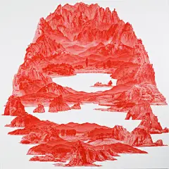 好摄之图 | （5张）手绘/红色的手绘山河，祖国山河一...