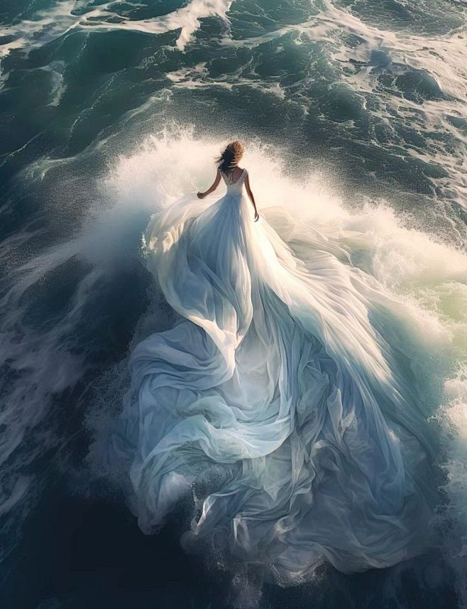 海中摇曳裙摆随波浪起舞