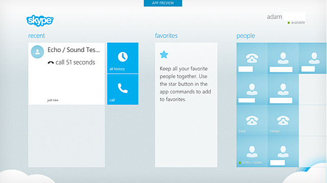 Skype for Windows 8谍...