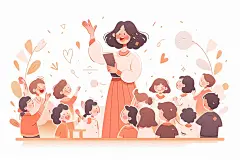 教师节扁平风插画