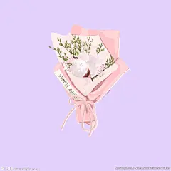 扁平风棉花满天星花束