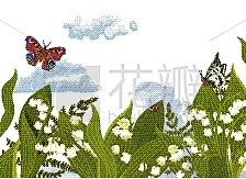 summer banner with flowers and butterflies