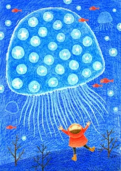 粉蓝的插画画廊展厅
