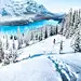 图片中可能有：天空、雪、山、树木、户外和大自然