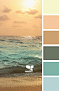 Subdued aqua and coral color escape palette