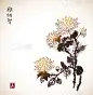 Chrysanthemum flowers in vintage style. Traditional oriental ink painting sumi-e,