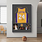 科比NBA客厅背景墙装饰画篮球明星男孩卧室挂画kobe球衣玄关壁画-tmall.com天猫