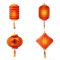 手绘中式红色传统新年灯笼花灯高清模板免费下载-趣麦麦图