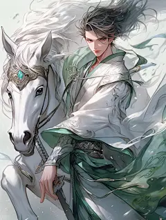 AI古风壁纸-白马青衫少年郎 - 小红书