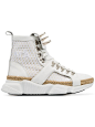 Marques'almeida white spike mesh and leather high top sneakers