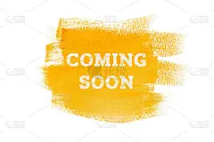 即将到来的黄色油漆背景，孤立的白色。横幅广告的概念