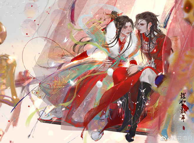 天官赐福红花血月绘