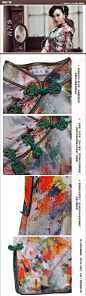 雀之恋 花朵印象 2014秋装新款复古中袖改良时尚桑蚕丝真丝旗袍裙-tmall.com天猫