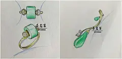 缅甸翡翠A货 专业翡翠玉石 镶嵌加工手绘设计 私人定制 18k金镶嵌-淘宝@北坤人素材