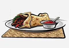 一盘美味的煎饼肉卷 创意素材