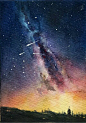 星空 水彩 插画 涂鸦 手绘 壁纸 素材