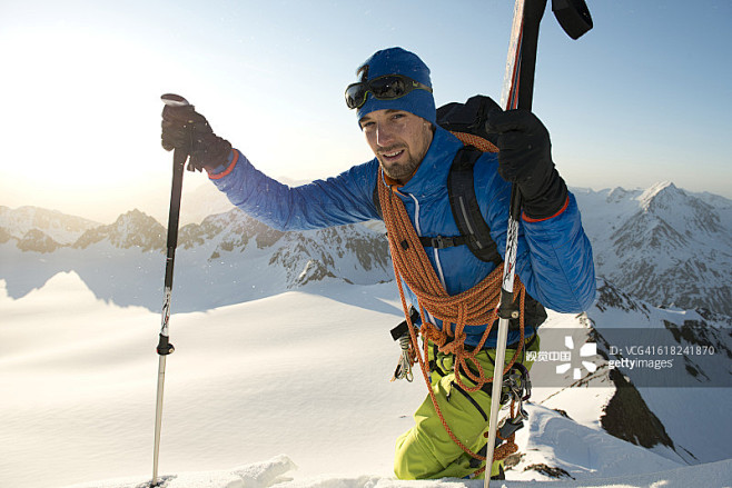 Man mountaineering a...