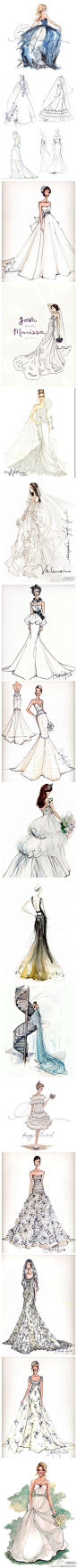 16款婚纱草图，全部都好美哦！~ 你喜欢哪一款？