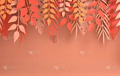 热带纸棕榈，巨叶框架。夏季热带叶。折纸异国情调的夏威夷丛林，夏日背景。剪纸的风格。三维渲染