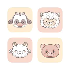 山羊猪牛动物插画矢量图设计素材