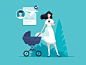 Young mother fly flat baby mother woman design character illustration fireart studio fireart