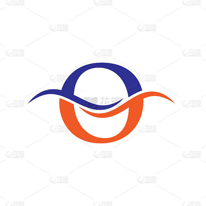 现代O字母标识设计。O标志设计矢量。字母O标志设计与水波概念