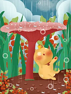 唯美大气谷雨节气插画设计