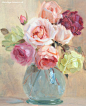 Vintage Home Shop - Beautiful 1920s Roses Oil Painting by Nora H Cullen: www.vintage-home.co.uk