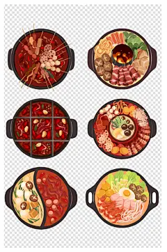 手绘中式美食火锅插画素材