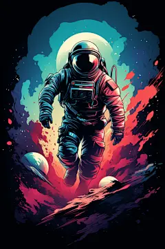 AI数字艺术太空宇宙宇航员插画