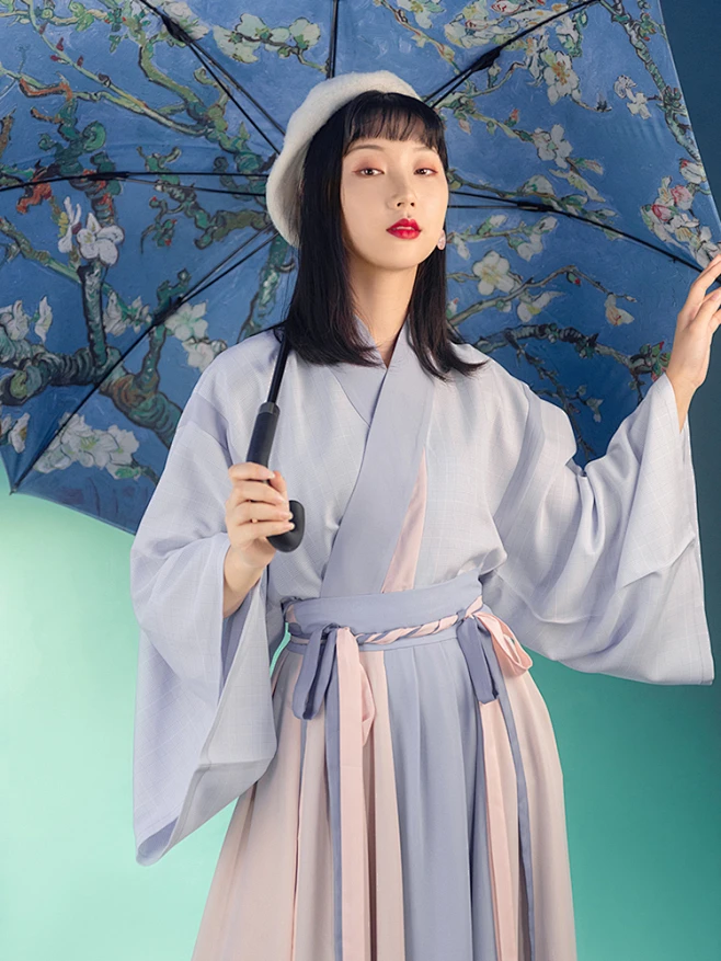 2019 重回汉唐 萦絮汉服女晋制套装交领齐腰襦裙-花瓣网