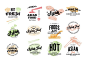 Hand drawn asian food logotypes Free Vector