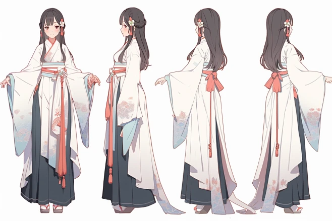 古风人物角色三视图素材 服装绘画设计国风插画设定图 游戏资源-淘宝网-花瓣网