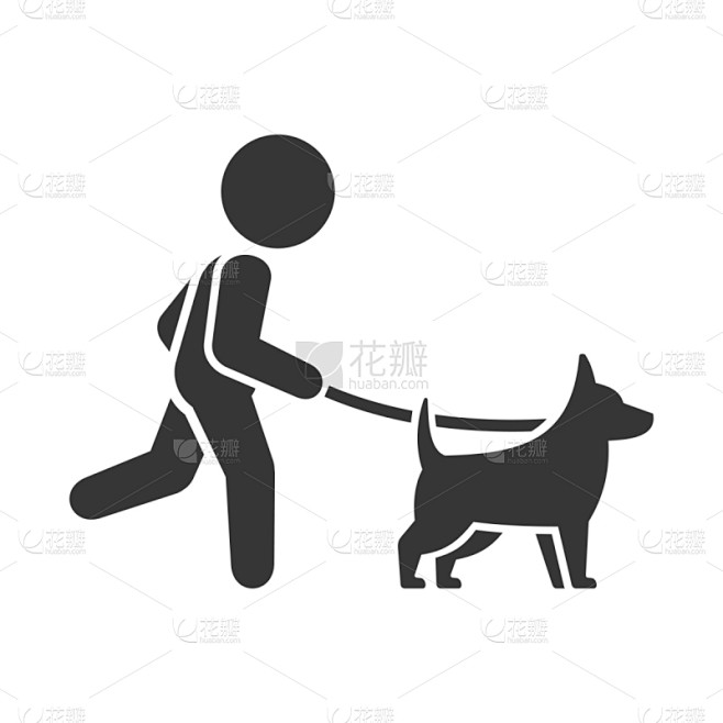 狗,男人,计算机图标,矢量,白色背景,可...