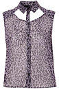 英国代购topshop夏季款豹纹CUT OUT无袖雪纺衫06.21